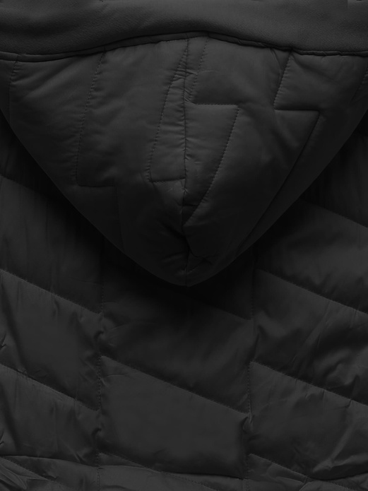 Czarna czadowa bluza kurtka z łączonych materiałów z kapturem