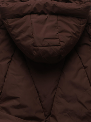 Brązowa fantastyczna zimowa długa kurtka płaszcz stójka netmoda  