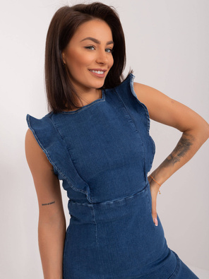 Jeansowa genialna sukienka bez pleców