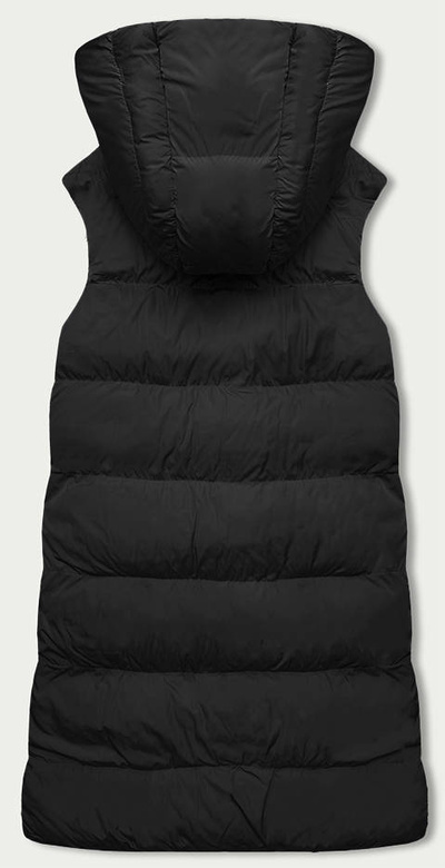 Czarny dwustronny pikowany bezrękawnik z kapturem