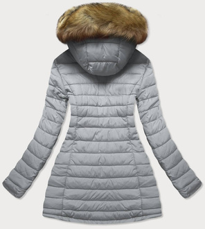 Granatowo-szara dwustronna damska pikowana zimowa kurtka 