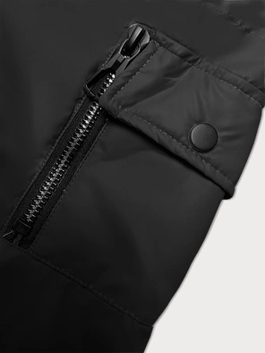 Czarna śliczna krótka modna pikowana kurtka damska z kapturem