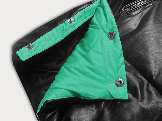 Czarno zielona dwukolorowa kurtka zimowa z kapturem