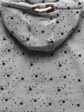 Szara w gwiazdki bluza damska z kapturem zapinana na suwak