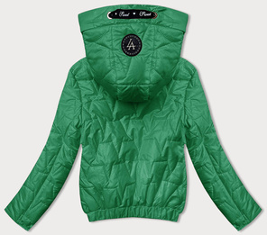 Zielona krótka przejściowa kurteczka z kapturem