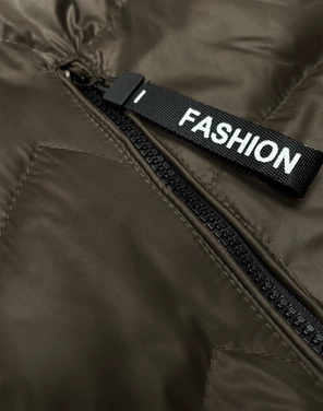 Oliwkowy świetny damski bezrękawnik kamizelka z odpinanym kapturem PLUS SIZE