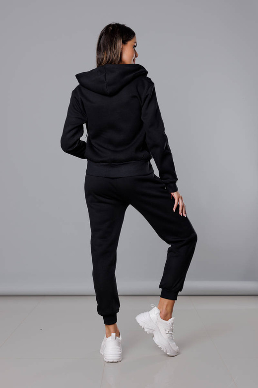 Czarny dres komplet fitness z kapturem