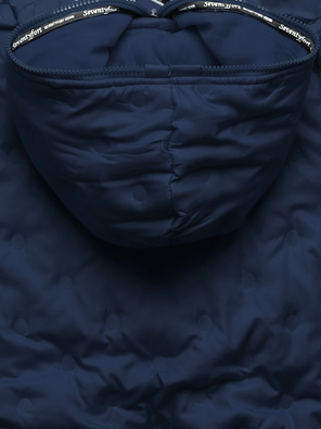 Granatowa fenomenalna bluza kurtka z łączonych materiałów z kapturem