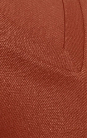 Pomarańczowa, klasyczna wyszczuplająca, prążkowana sukienka, basic elegance z rękawem 3/4