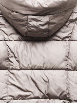 Jasnobeżowa fantastyczna damska zimowa kurtka z kapturem