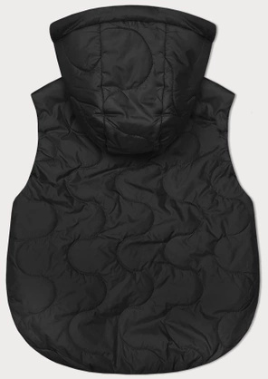 Czarny krótki bezrękawnik kamizelka z kapturem