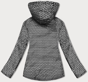 Czarna dwustronna lekka kurtka z kapturem azteckie wzory