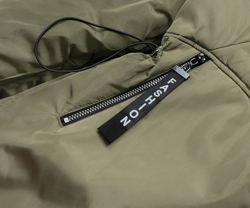 Khaki biała przejściowa kurtka parka z kapturem