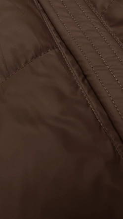 Brązowy genialny pikowany damski bezrękawnik kamizelka z kapturem PLUS SIZE