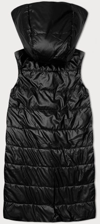 Czarny pikowany bezrękawnik kamizelka z kapturem stójka