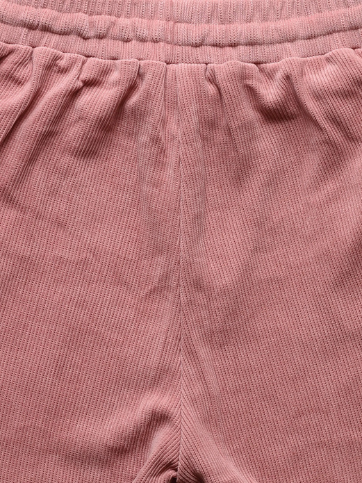 Różowy prążkowany dres komplet z kapturem