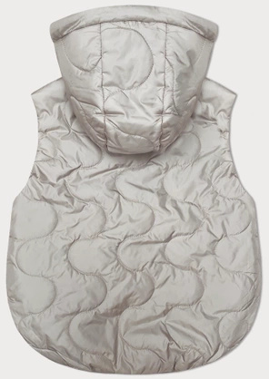 Jasnobeżowy krótki bezrękawnik kamizelka z kapturem