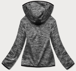 Szara melanżowa bluza na suwak z kapturem wewnątrz z polarem