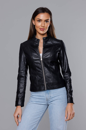 Czarna gładka kurtka ekoskóra ramoneska