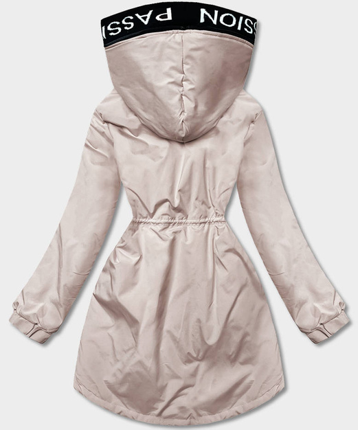 Beżowa przejściowa kurtka ze wstawkami i kapturem PASSION