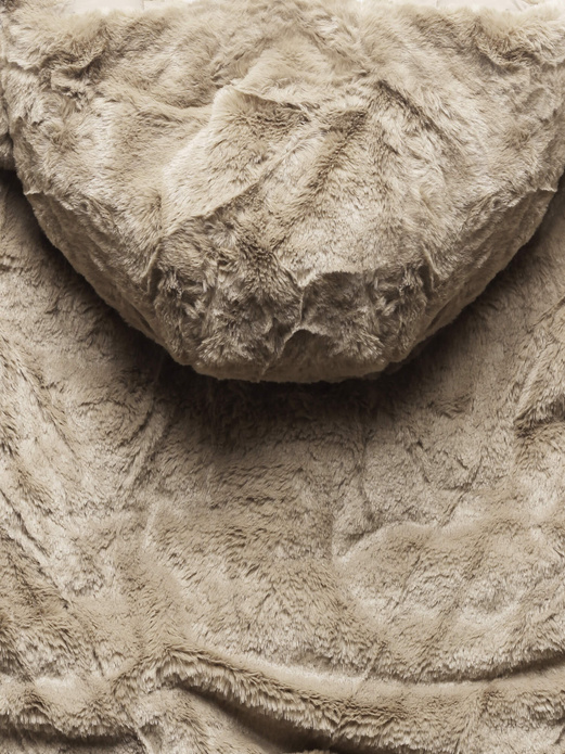 Beżowa zimowa dwustronna ciepła kurtka na futerku