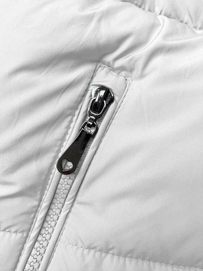 Biały pikowany bezrękawnik z kapturem