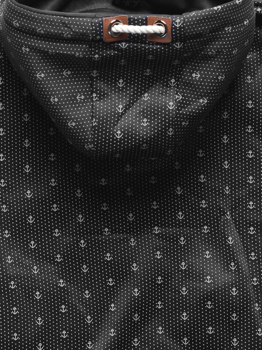 Czarna damska rozpinana bluza z kapturem w kotwiczki