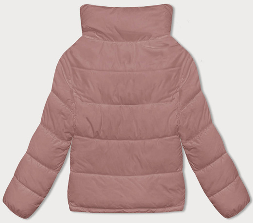 Różowa zimowa krótka kurtka puchowa ze stójką