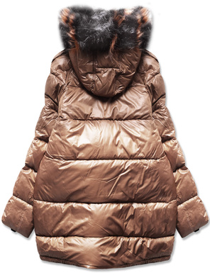 Grafitowo beżowa dwustronna zimowa czadowa kurtka