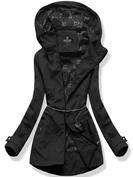 Czarna damska przejściowa kurtka z kapturem łańcuszek netmoda