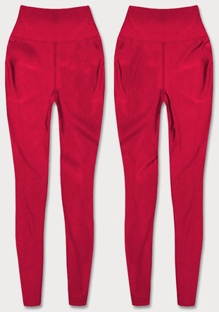 Czerwone wyszczuplające legginsy fit