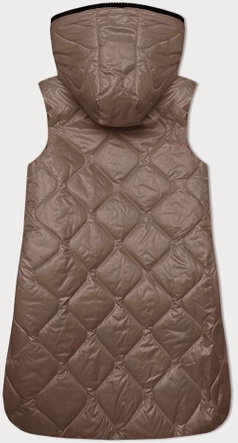 Karmelowy śliczny damski pikowany bezrękawnik kamizelka