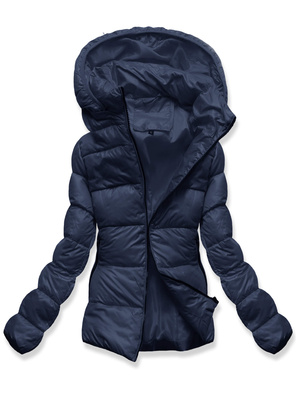 Granatowa zimowa damska kurtka z kapturem