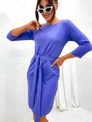 Fioletowa kapitalna damska sukienka z paskiem