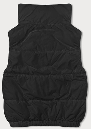 Czarny bezrękawnik kamizelka ze stójką z zdobną podszewką