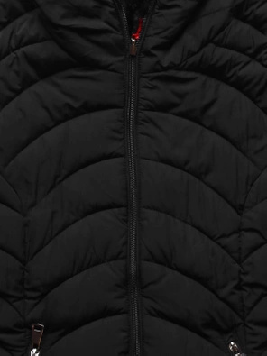 Czarna dwustronna zimowa pikowana kurtka futerko szare