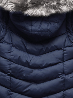 Granatowa zimowa pikowana damska kurtka