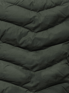 Khaki puchowy pikowany bezrękawnik z kołnierzem kamizelka ze stójką