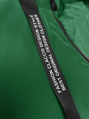 Zielona czaderska przejściowa kurtka parka damska z kapturem