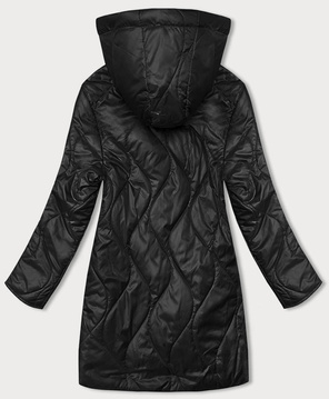 Czarna dwukolorowa wyszczuplająca przejściowa genialnie pikowana kurtka plus size