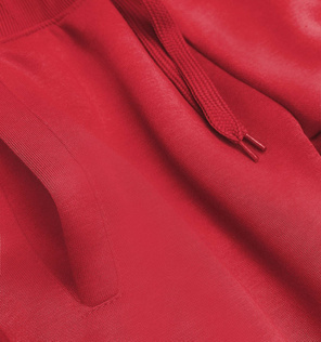 Czerwone damskie dresowe spodnie casualowe z kieszeniami i ściągaczem