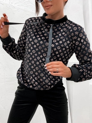 Czarny damski welurowy gładki dres komplet z tasiemką