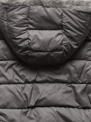 Grafitowa zimowa dwustronna ciepła kurtka na futerku