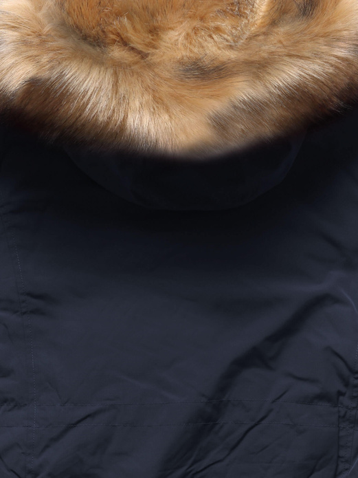 Granatowo brązowa dwustronna damska kurtka pikowana z kapturem