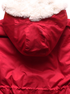 Czerwona ciepła kurtka parka na misiu z kapturem