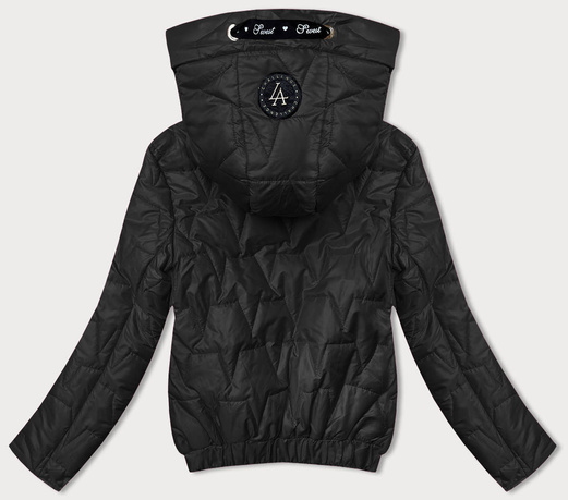 Czarna krótka przejściowa kurteczka z kapturem