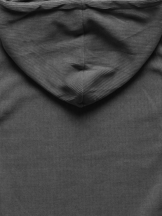 Grafitowy dres w prążek wygodny komplet z kapturem