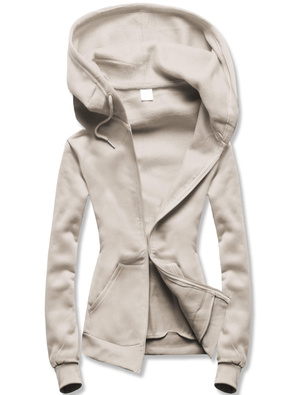 Beżowa damska rozpinana bluza z kapturem basic 