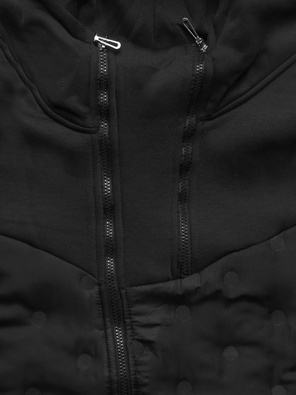 Czarna damska bluza ze stójką łączone materiały