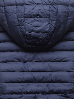 Granatowa pikowana damska kamizelka z kapturem